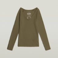 Снимка на G-STAR ДАМСКИ SLIM RIB V-NECK ТОП В ЗЕЛЕНО 5