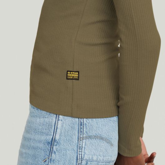 Снимка на G-STAR ДАМСКИ SLIM RIB V-NECK ТОП В ЗЕЛЕНО 3