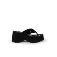 Picture of JUICY COUTURE WOMEN'S BLACK WHITNEY VELOUR Y2K WEDGE SANDAL 1