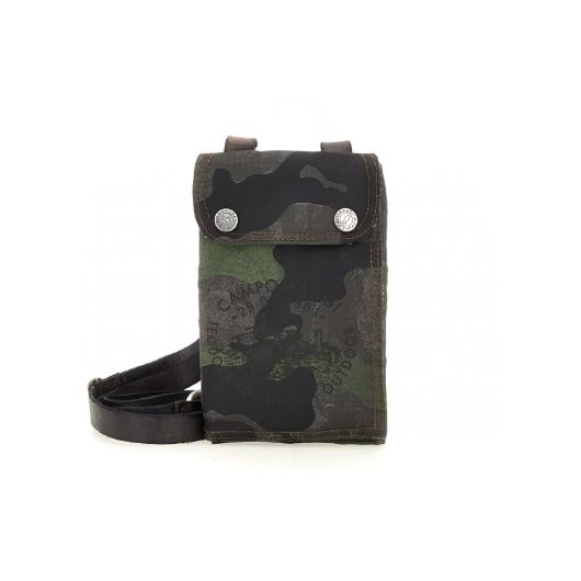 Снимка на CAMPOMAGGI PHONE HOLDER IN CAMOUFLAGE FABRIC AND GREY COWHIDE LEATHER 1
