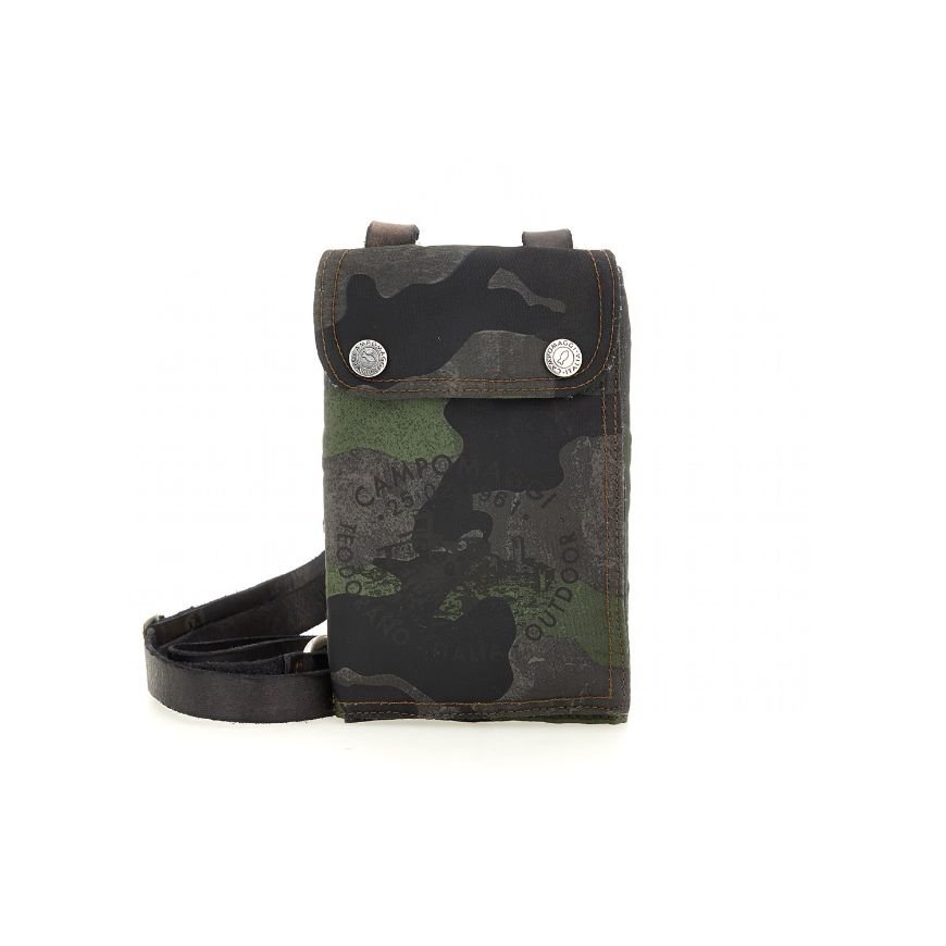 Снимка на CAMPOMAGGI PHONE HOLDER IN CAMOUFLAGE FABRIC AND GREY COWHIDE LEATHER
