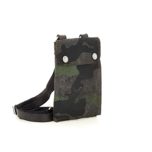 Снимка на CAMPOMAGGI PHONE HOLDER IN CAMOUFLAGE FABRIC AND GREY COWHIDE LEATHER 2