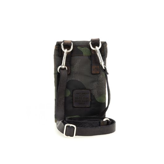 Снимка на CAMPOMAGGI PHONE HOLDER IN CAMOUFLAGE FABRIC AND GREY COWHIDE LEATHER 3