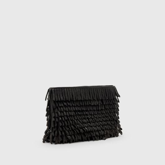Picture of ALLSAINTS WOMEN'S BETTINA FRNGE CLUTCH IN BLACK