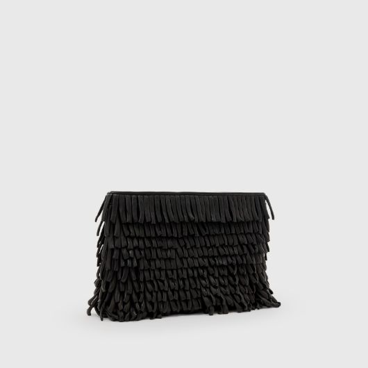 Picture of ALLSAINTS WOMEN'S BETTINA FRNGE CLUTCH IN BLACK
