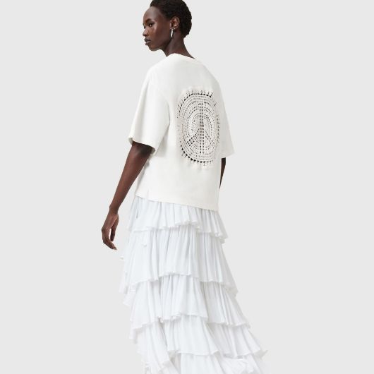 Picture of ALLSAINTS WOMEN'S AMELIE CROCHET T-SHIRT IN ECRU WHITE 3