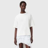 Picture of ALLSAINTS WOMEN'S AMELIE CROCHET T-SHIRT IN ECRU WHITE 1