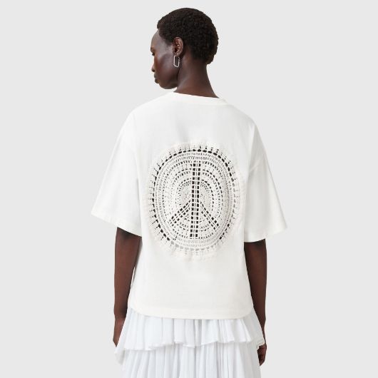 Picture of ALLSAINTS WOMEN'S AMELIE CROCHET T-SHIRT IN ECRU WHITE 2