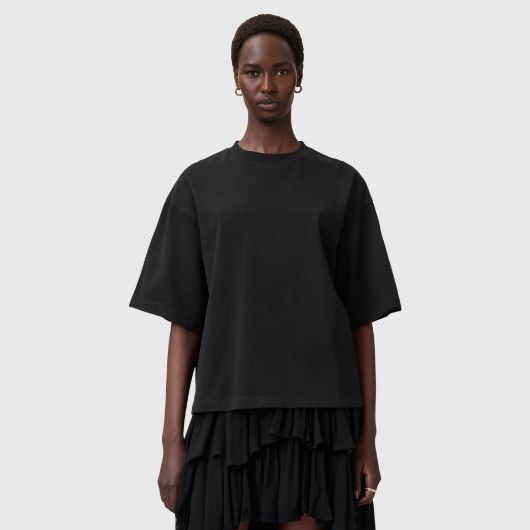 Picture of ALLSAINTS WOMEN'S AMELIE CROCHET T-SHIRT IN BLACK 2