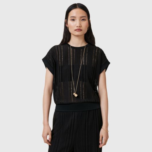 Picture of ALLSAINTS WOMEN'S GIANA CROCHET TANK IN BLACK 1