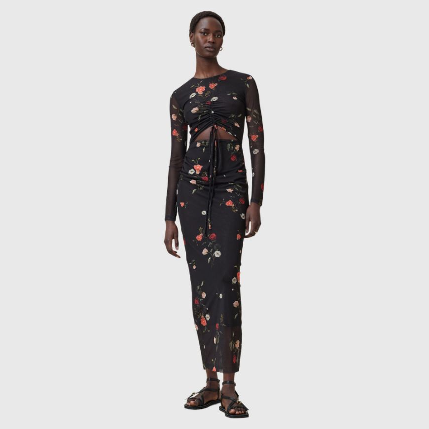 Picture of ALLSAINTS WOMEN'S KATHY MESH DRESS IN BRIAR BLACK