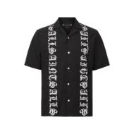 Picture of ALLSAINTS MEN'S SCRIPTURE SHORT SLEEVE SHIRT IN FADED BLACK 6
