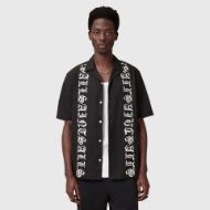 Picture of ALLSAINTS MEN'S SCRIPTURE SHORT SLEEVE SHIRT IN FADED BLACK 1