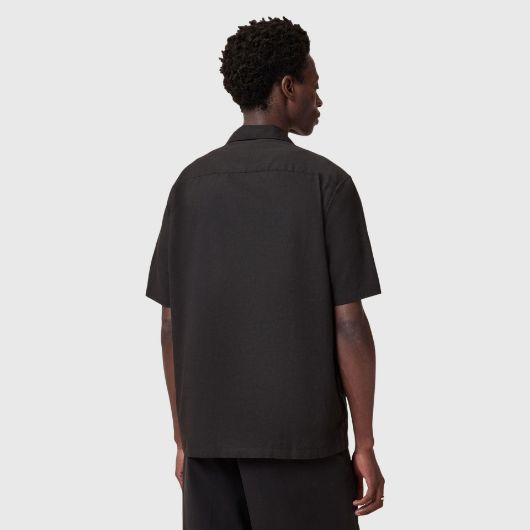 Picture of ALLSAINTS MEN'S SCRIPTURE SHORT SLEEVE SHIRT IN FADED BLACK 2