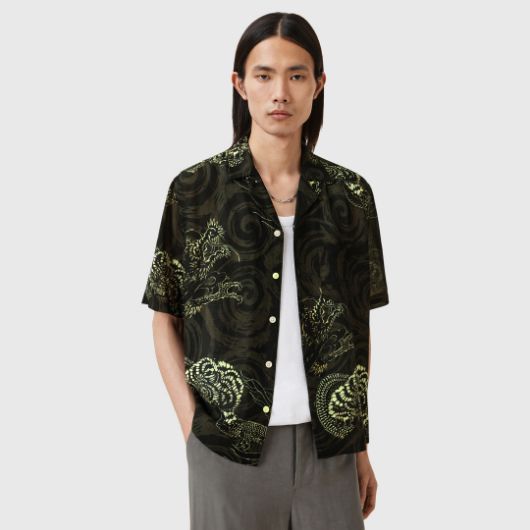 Picture of ALLSAINTS MEN'S SIDEWINDER SHORT SLEEVE SHIRT IN KELP GREEN 1