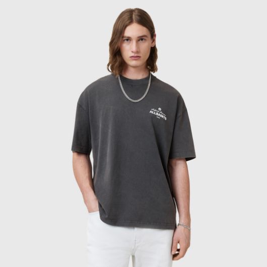 Picture of ALLSAINTS MEN'S SOLEIL SHORT SLEEVE CREW IN WASHED BLACK 1