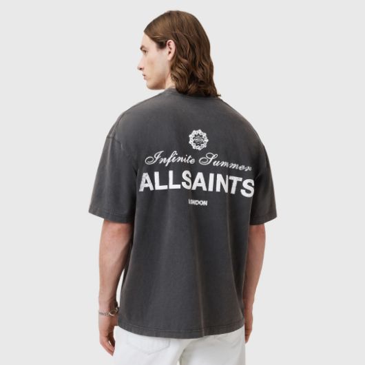 Picture of ALLSAINTS MEN'S SOLEIL SHORT SLEEVE CREW IN WASHED BLACK 2