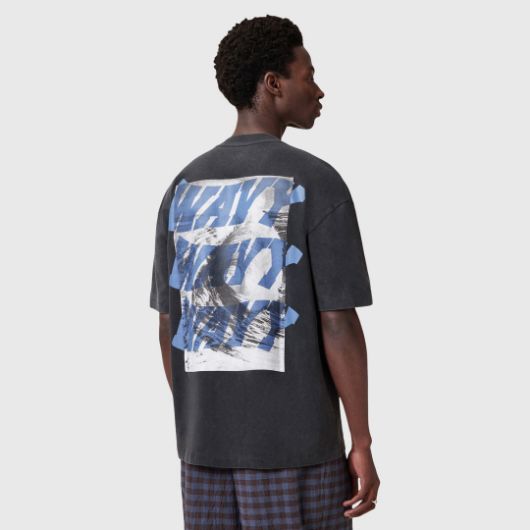 Picture of ALLSAINTS MEN'S WAVY SHORT SLEEVE CREW IN WASHED BLACK 2