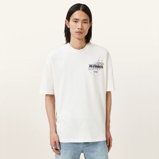 Picture of ALLSAINTS MEN'S WAVY SHORT SLEEVE CREW IN CHALK WHITE 1