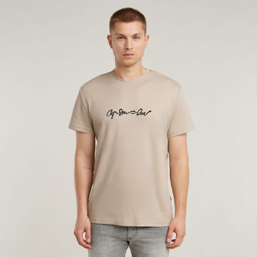Picture of G-STAR MEN'S G-SCRIPT T-SHIRT IN BEIGE/KHAKI