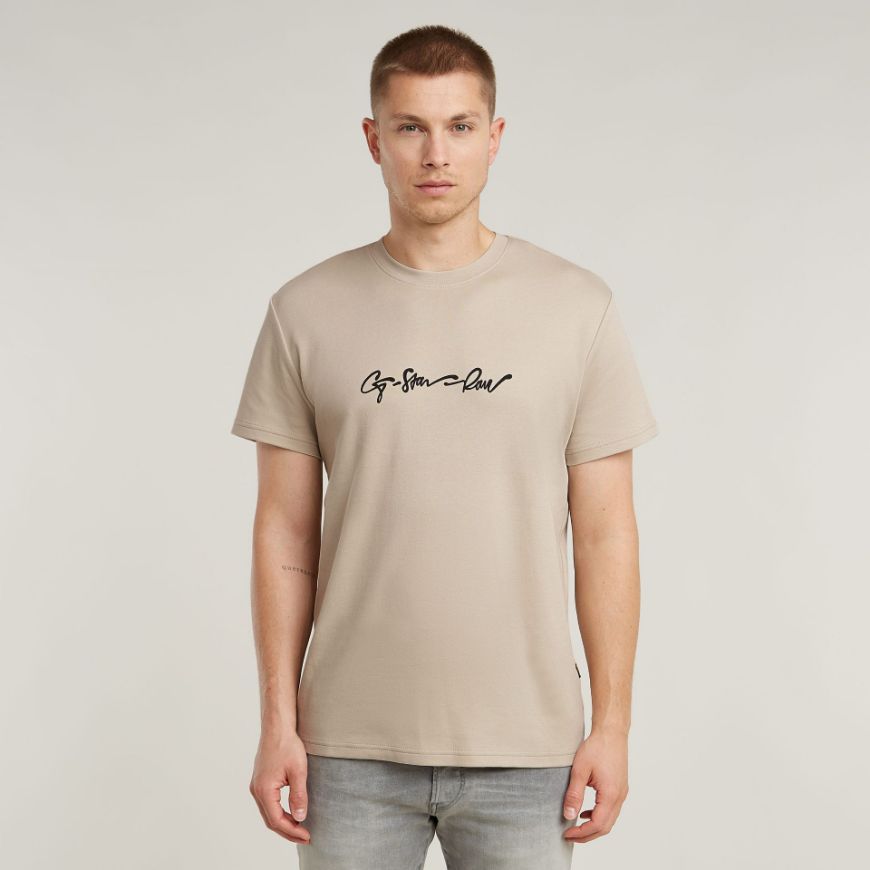 Picture of G-STAR MEN'S G-SCRIPT T-SHIRT IN BEIGE/KHAKI