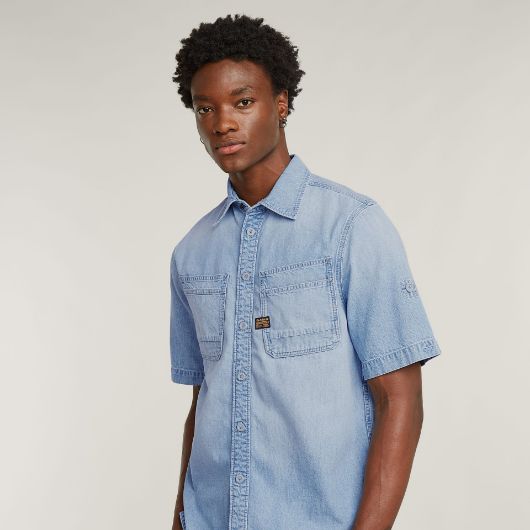 Снимка на G-STAR МЪЖКА РИЗА SLANTED DOUBLE POCKET REGULAR SHIRT В СИНЬО 3