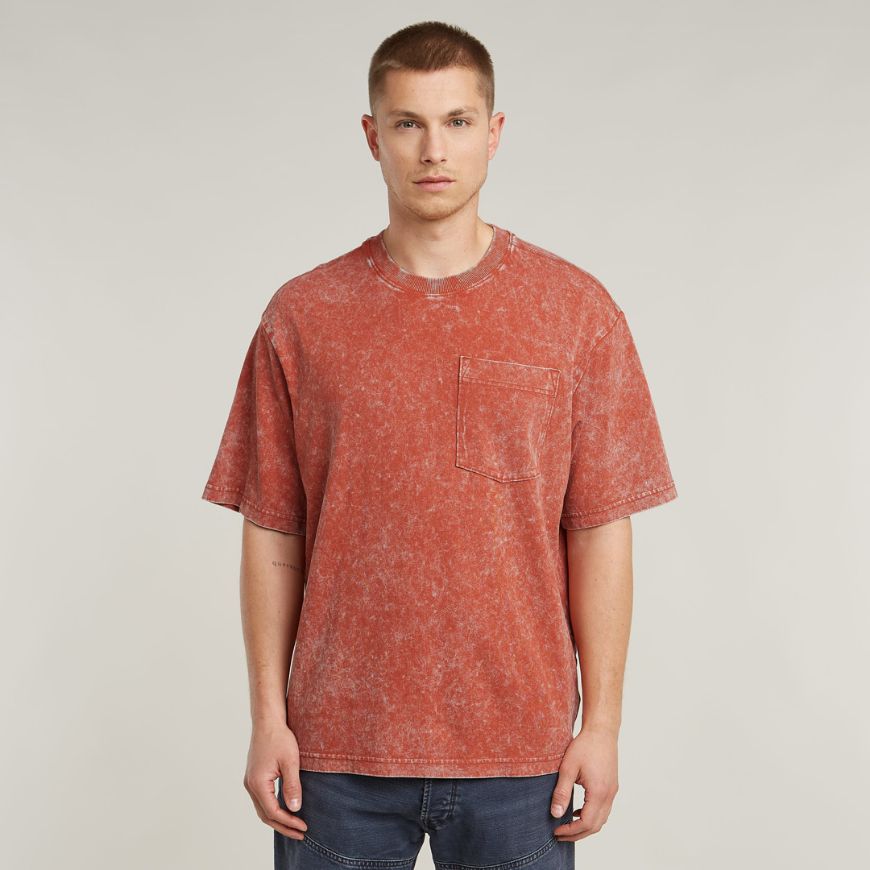 Picture of G-STAR MEN'S ACID WASH BOXY T-SHIRT IN RED