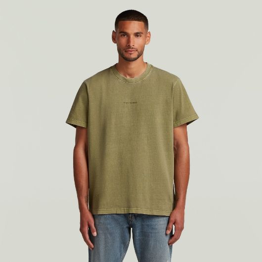 Picture of G-STAR MEN'S OVERDYED CENTER CHEST LOOSE T-SHIRT IN GREEN