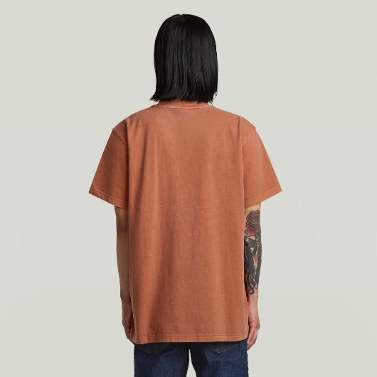 Picture of G-STAR MEN'S OVERDYED CENTER CHEST LOOSE T-SHIRT IN RED