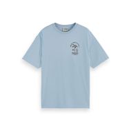 Снимка на SCOTCH&SODA MEN'S REGULAR FIT FRONT AND BACK ARTWORK T-SHIRT IN MEDIUM BLUE 1