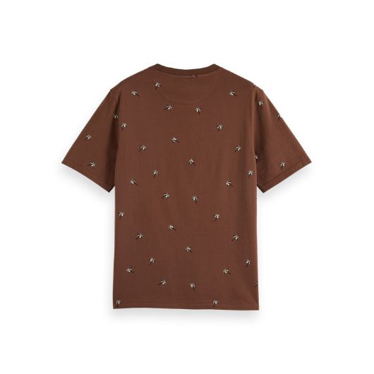 Снимка на SCOTCH&SODA MEN'S REGULAR FIT MICRO AOP T-SHIRT IN MEDIUM BROWN