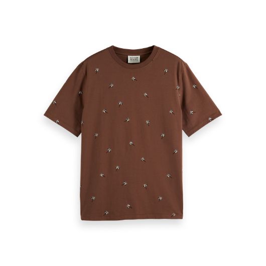 Снимка на SCOTCH&SODA MEN'S REGULAR FIT MICRO AOP T-SHIRT IN MEDIUM BROWN
