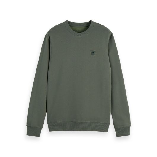 Picture of SCOTCH&SODA MEN'S SEASONAL CORE - REGULAR FIT LOGO SWEATSHIRT IN DARK GREEN 1