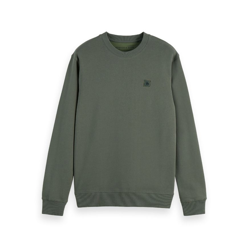 Picture of SCOTCH&SODA MEN'S SEASONAL CORE - REGULAR FIT LOGO SWEATSHIRT IN DARK GREEN