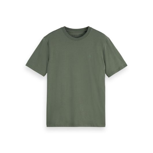 Picture of SCOTCH&SODA MEN'S SEASONAL CORE - REGULAR FIT LOGO T-SHIRT IN DARK GREEN 1