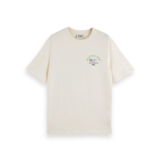 Picture of SCOTCH&SODA MEN'S REGULAR FIT FRONT AND BACK ARTWORK T-SHIRT IN WHITE 1