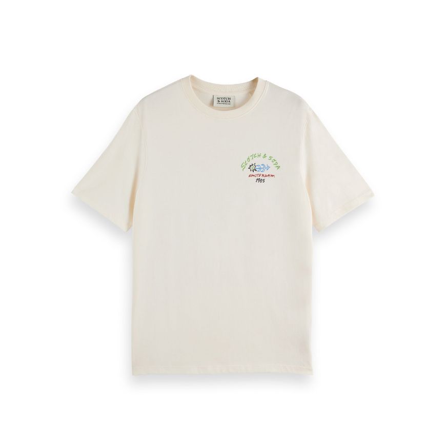 Picture of SCOTCH&SODA MEN'S REGULAR FIT FRONT AND BACK ARTWORK T-SHIRT IN WHITE