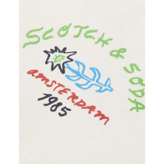 Picture of SCOTCH&SODA MEN'S REGULAR FIT FRONT AND BACK ARTWORK T-SHIRT IN WHITE 3