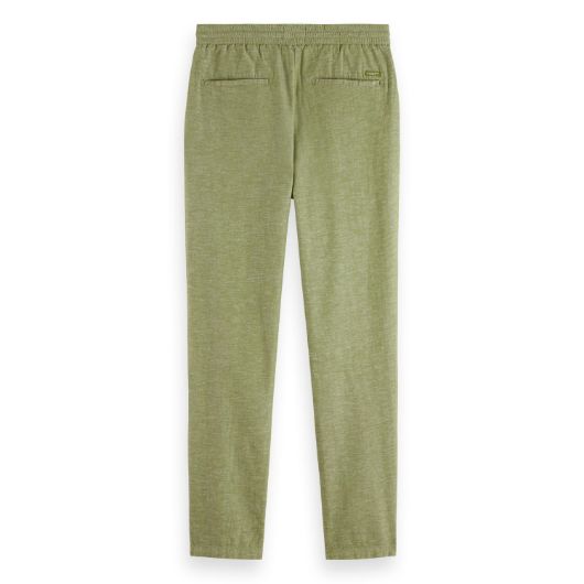 Снимка на SCOTCH&SODA MEN'S SEASONAL CORE - WARREN - STRAIGHT FIT COTTON LINEN JOGGER IN DARK GREEN