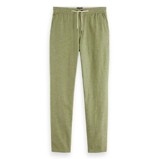 Снимка на SCOTCH&SODA MEN'S SEASONAL CORE - WARREN - STRAIGHT FIT COTTON LINEN JOGGER IN DARK GREEN