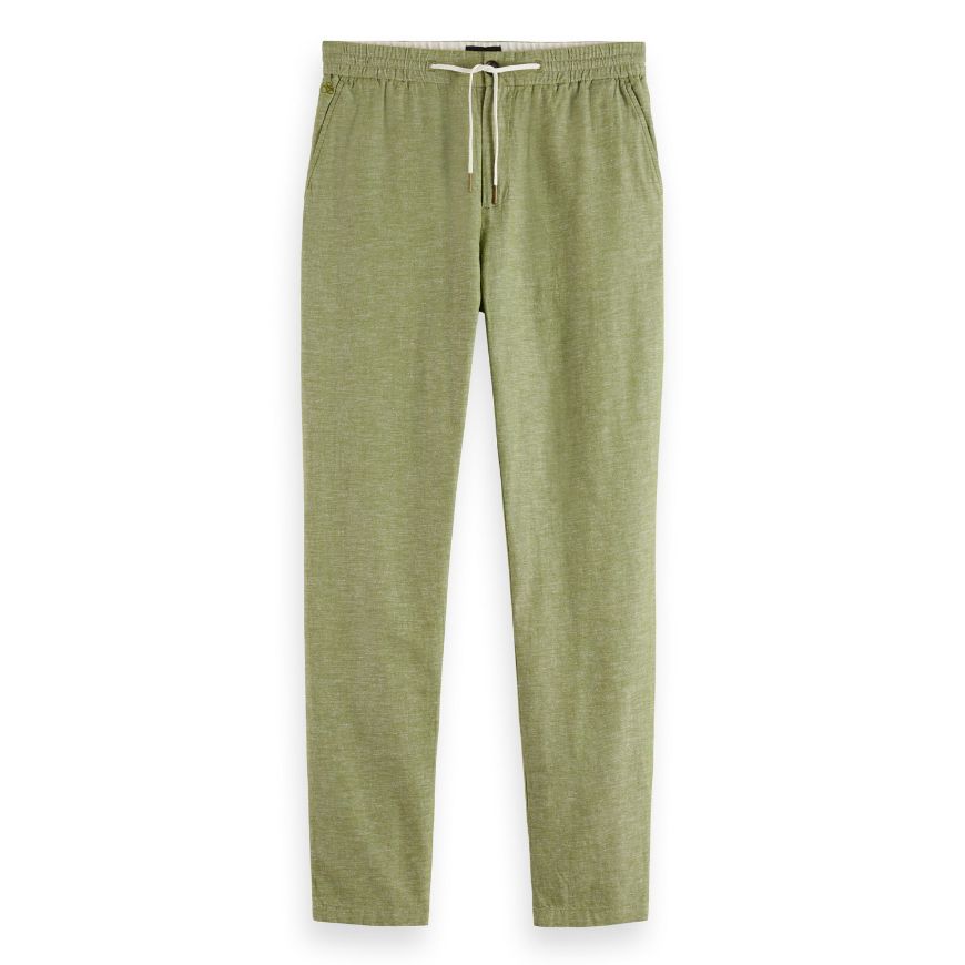 Снимка на SCOTCH&SODA MEN'S SEASONAL CORE - WARREN - STRAIGHT FIT COTTON LINEN JOGGER IN DARK GREEN