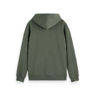 Picture of SCOTCH&SODA MEN'S SEASONAL CORE - REGULAR FIT LOGO BADGE HOODIE IN DARK GREEN 2