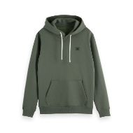 Picture of SCOTCH&SODA MEN'S SEASONAL CORE - REGULAR FIT LOGO BADGE HOODIE IN DARK GREEN 1