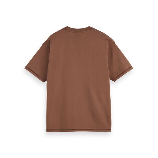 Picture of SCOTCH&SODA MEN'S SEASONAL CORE - RELAXED FIT LOGO T-SHIRT IN MEDIUM BROWN 2