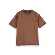 Picture of SCOTCH&SODA MEN'S SEASONAL CORE - RELAXED FIT LOGO T-SHIRT IN MEDIUM BROWN 1