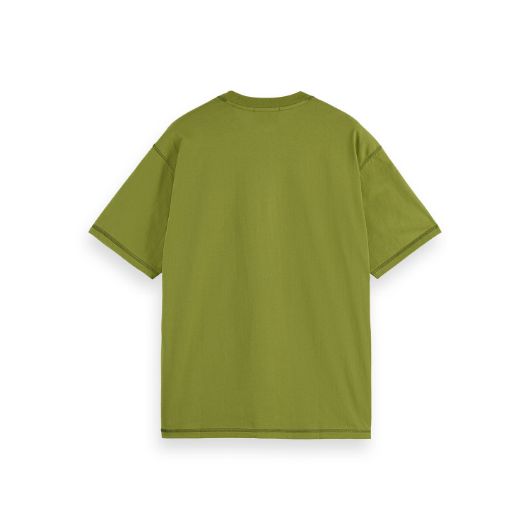 Picture of SCOTCH&SODA MEN'S SEASONAL CORE - RELAXED FIT LOGO T-SHIRT IN DARK GREEN 2