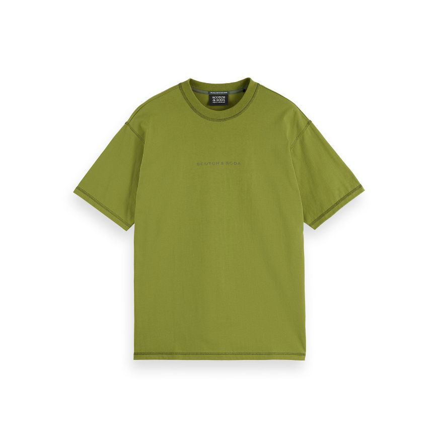 Picture of SCOTCH&SODA MEN'S SEASONAL CORE - RELAXED FIT LOGO T-SHIRT IN DARK GREEN