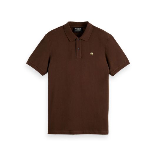 Picture of SCOTCH&SODA MEN'S SEASONAL CORE - REGULAR FIT POLO IN DARK BROWN 1