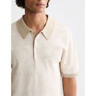 Picture of SCOTCH&SODA MEN'S REGULAR FIT KNITTED TONE ON TONE STRIPED POLO IN LIGHT BEIGE 5
