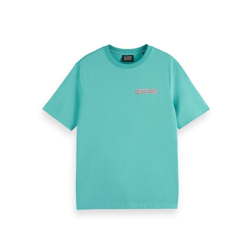 Picture of SCOTCH&SODA MEN'S REGULAR FIT FRONT AND BACK ARTWORK T-SHIRT IN DARK GREEN